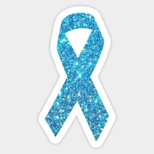 Light Blue Faux Glitter Awareness Ribbon Sticker